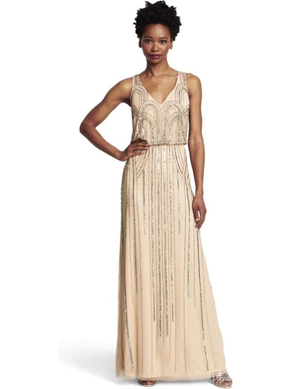 Adrianna Papell "Beaded Blousen Art Nouveau" Dress